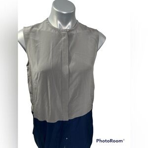 Colorblock pure silk sleeveless top by Vince